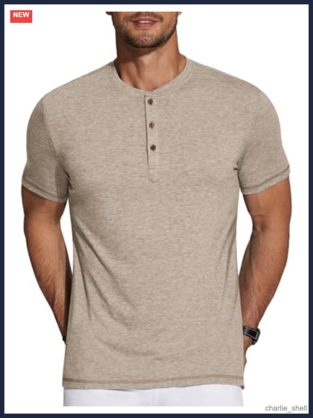 Men's Short Sleeve Henley Shirts Casual Basic Tee 3 Button Stretchable